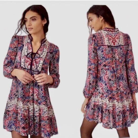 Anthropologie Spliced Tunic Dress in Blue Motif - XS - Picture 1 of 7